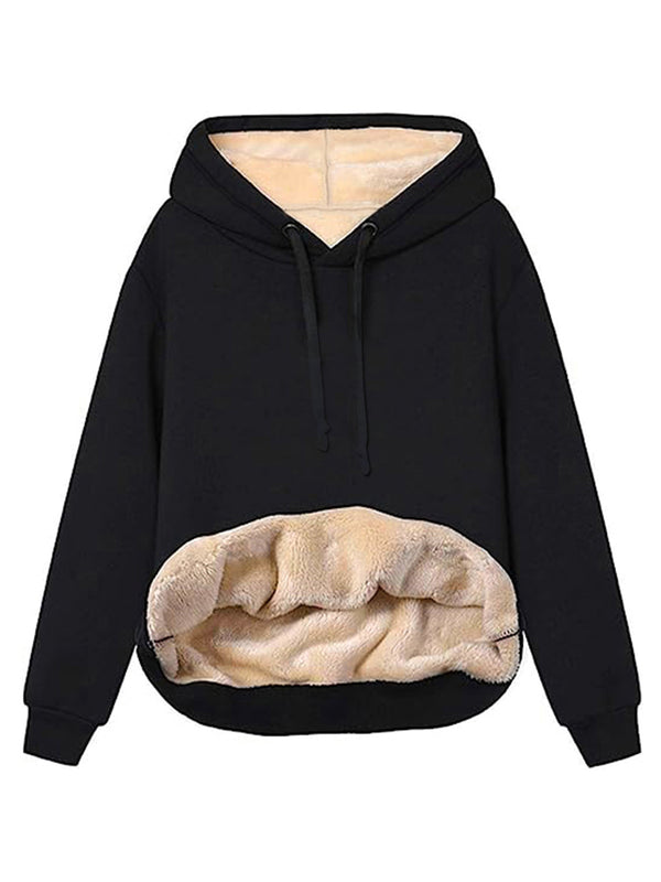Black fleece lined hooded sweatshirt for women