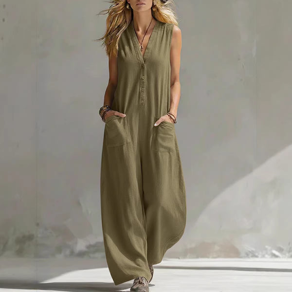 Linen-cotton sleeveless jumpsuit product image
