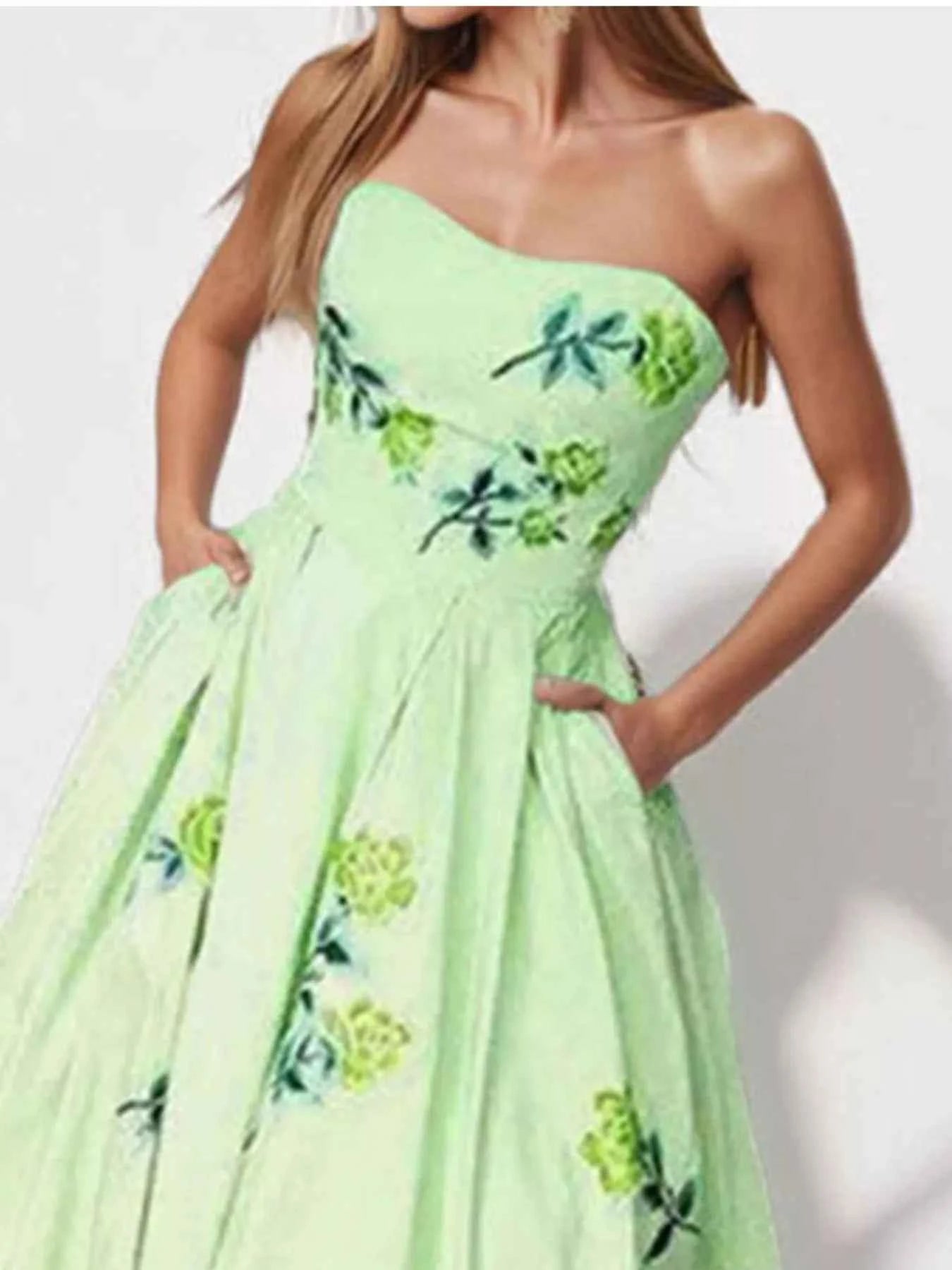 Floral Print Maxi Dress with Pockets 副圖