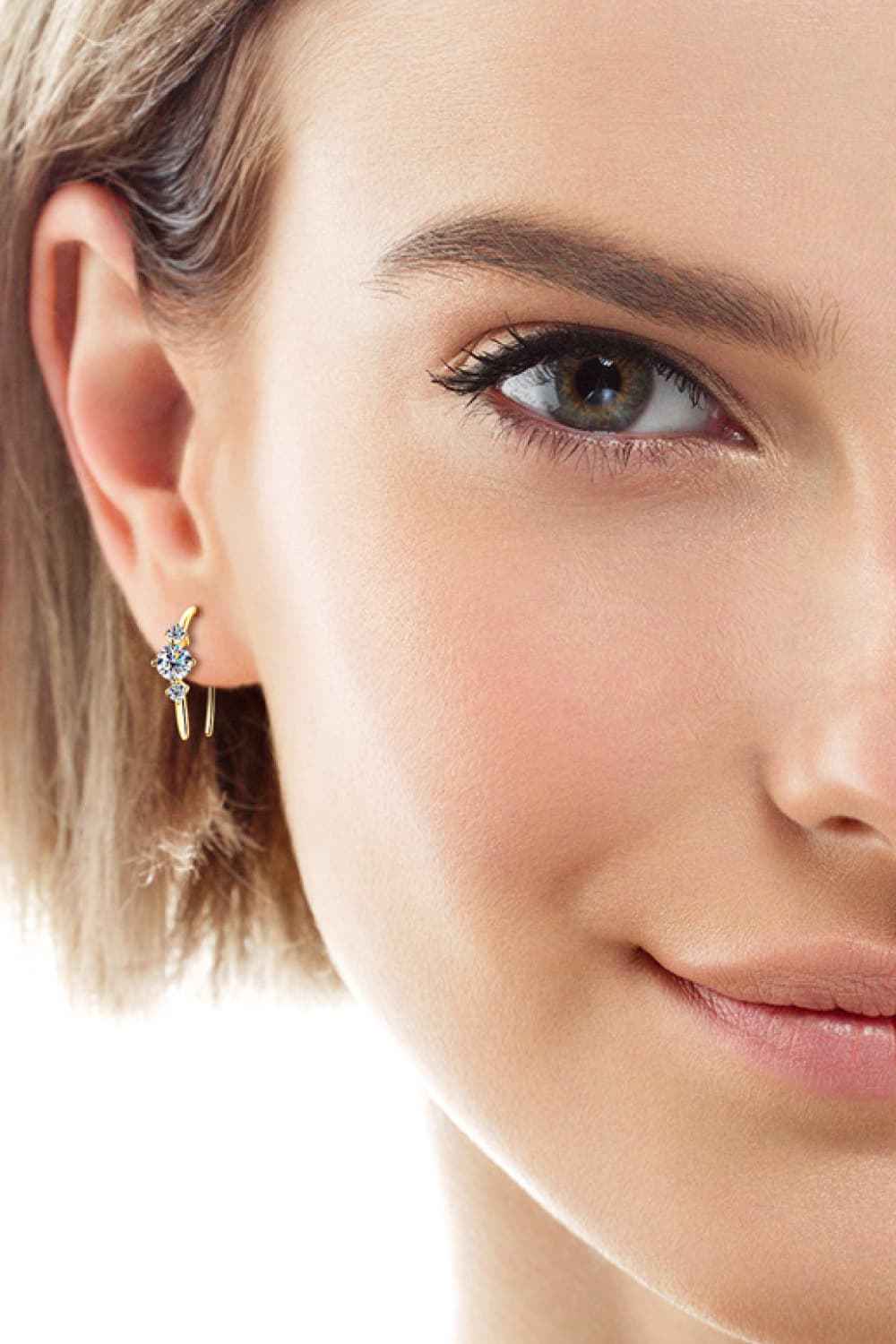 Cubic zirconia stud earrings in silver-plated alloy — additional view 2