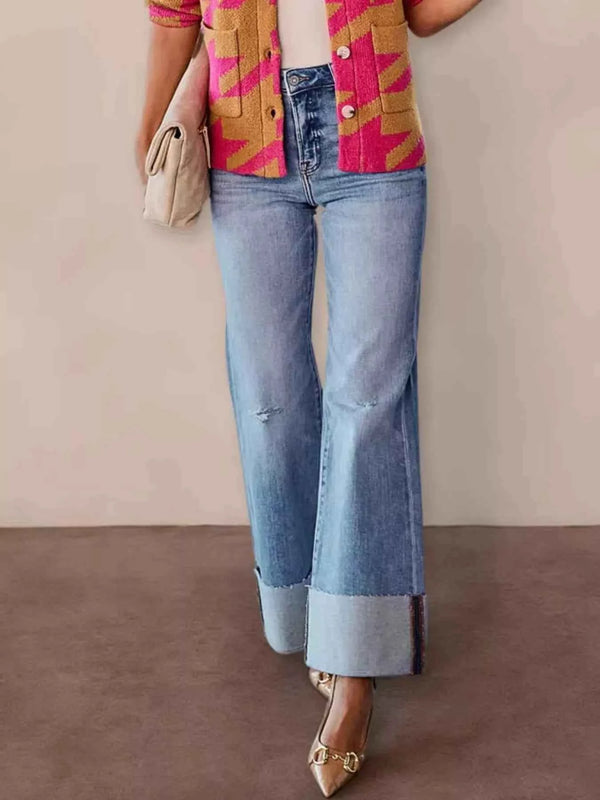High-waisted distressed flare jeans — additional view 3