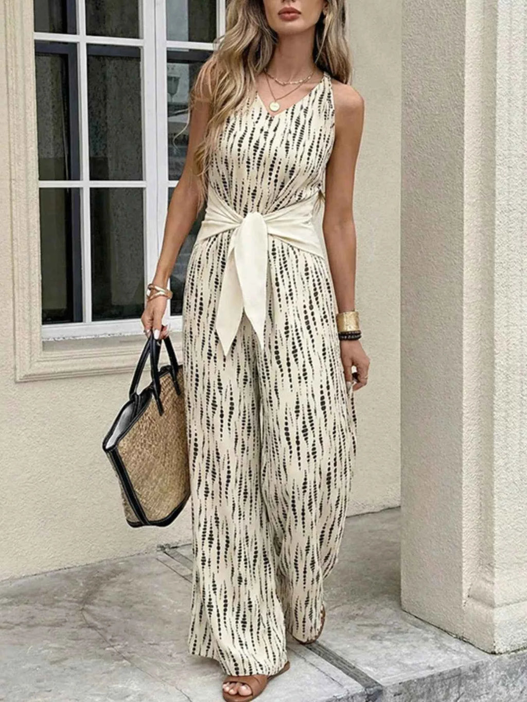 Wide leg tie waist jumpsuit — additional view 4