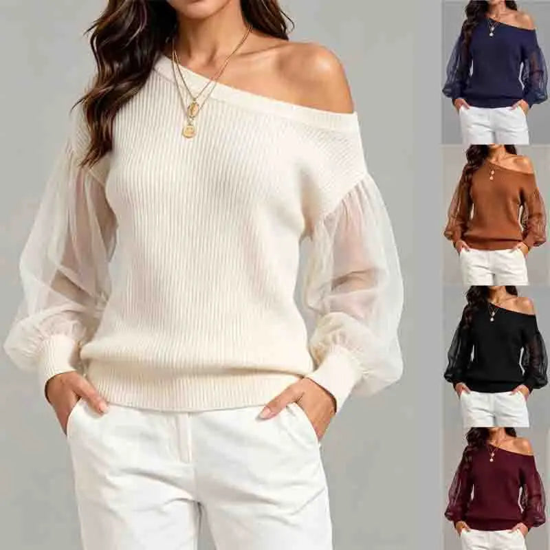 Knit One-Shoulder Long-Sleeve Sweater additional product view