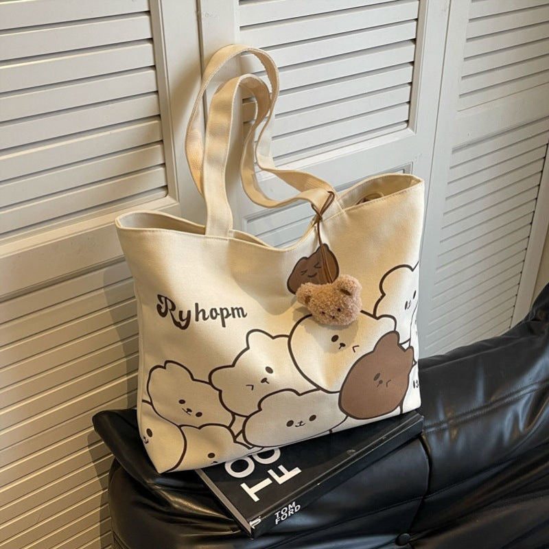 Bear motif bag shown from back angle