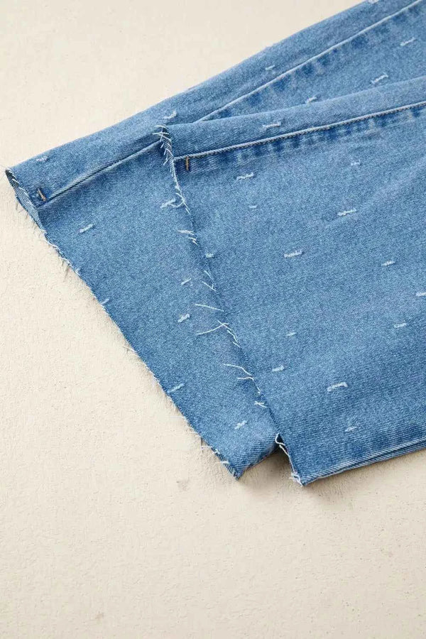 Distressed Tummy Control Raw Hem Jeans-Jeans-Splashis-Splashis
