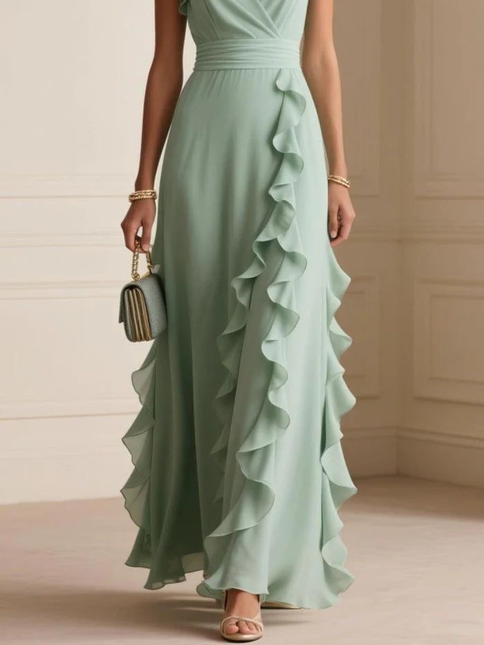 Ruffle sleeveless V-neck maxi dress view 5