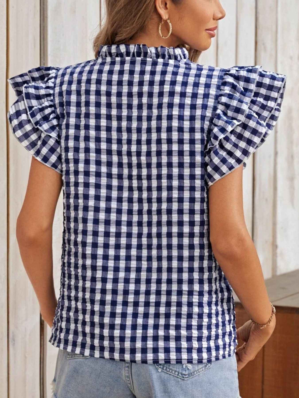 Gingham ruffle blouse — additional view 8