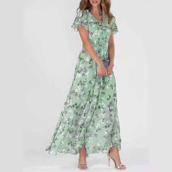 Floral print off-shoulder chiffon maxi dress — additional view 3