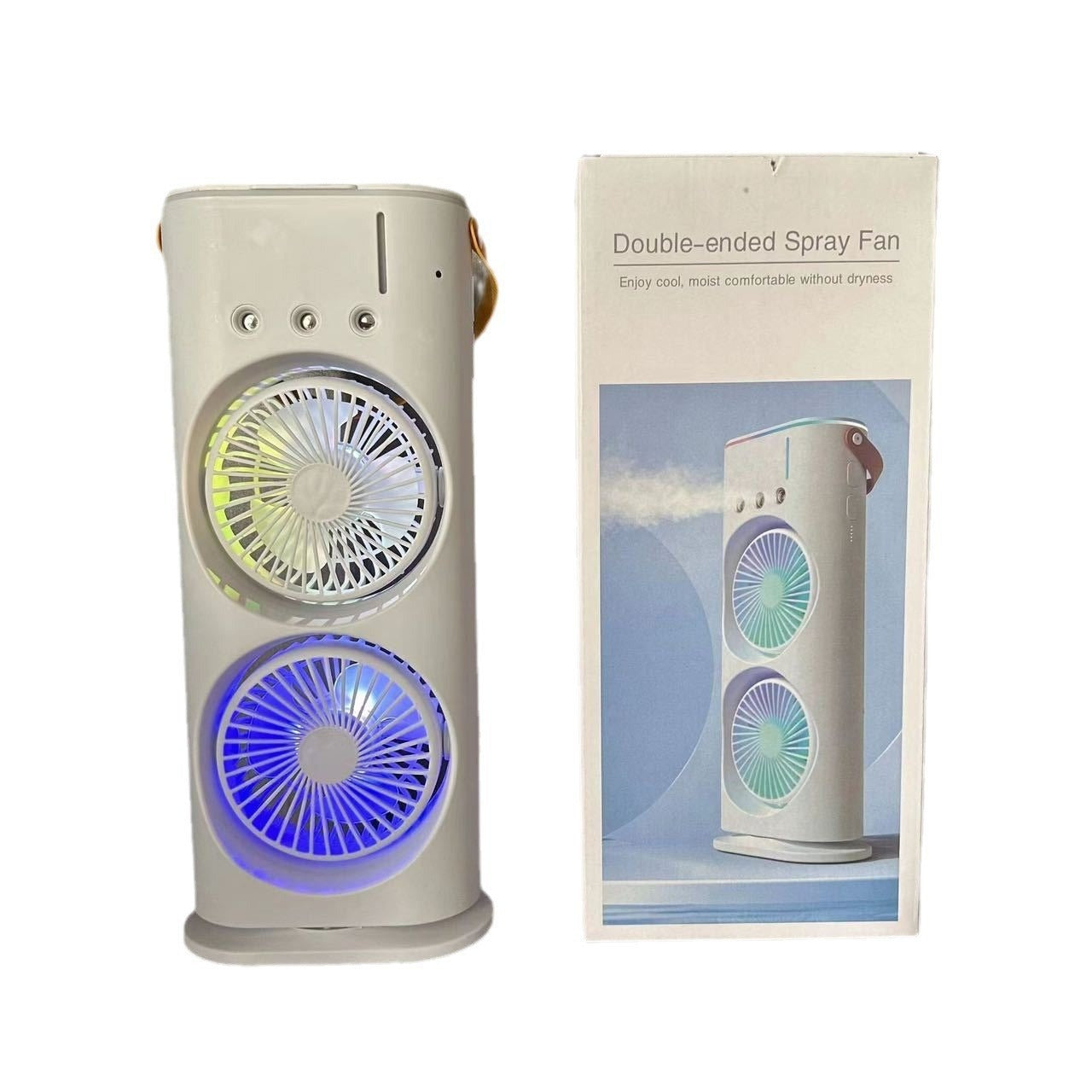 USB dual head desktop fan with mist spray view 3