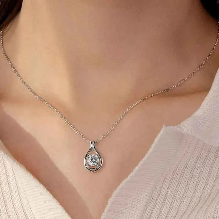 2ct cubic zirconia necklace in silver-plated alloy — additional view 2