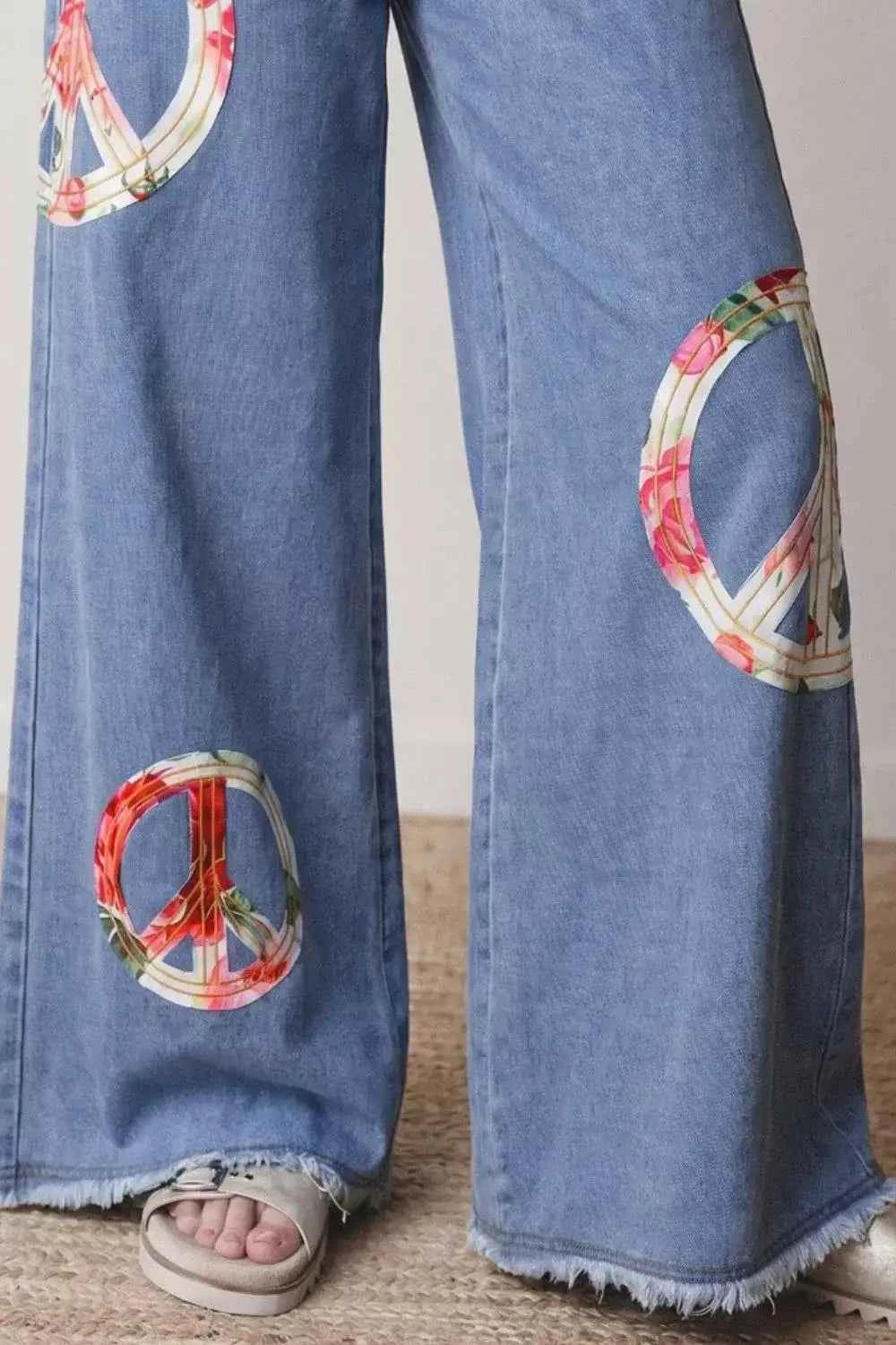 Floral wide-leg jeans — additional view 3