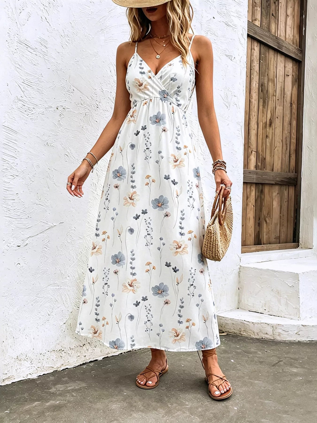 Floral Print Spaghetti Strap Midi Dress — additional view 5