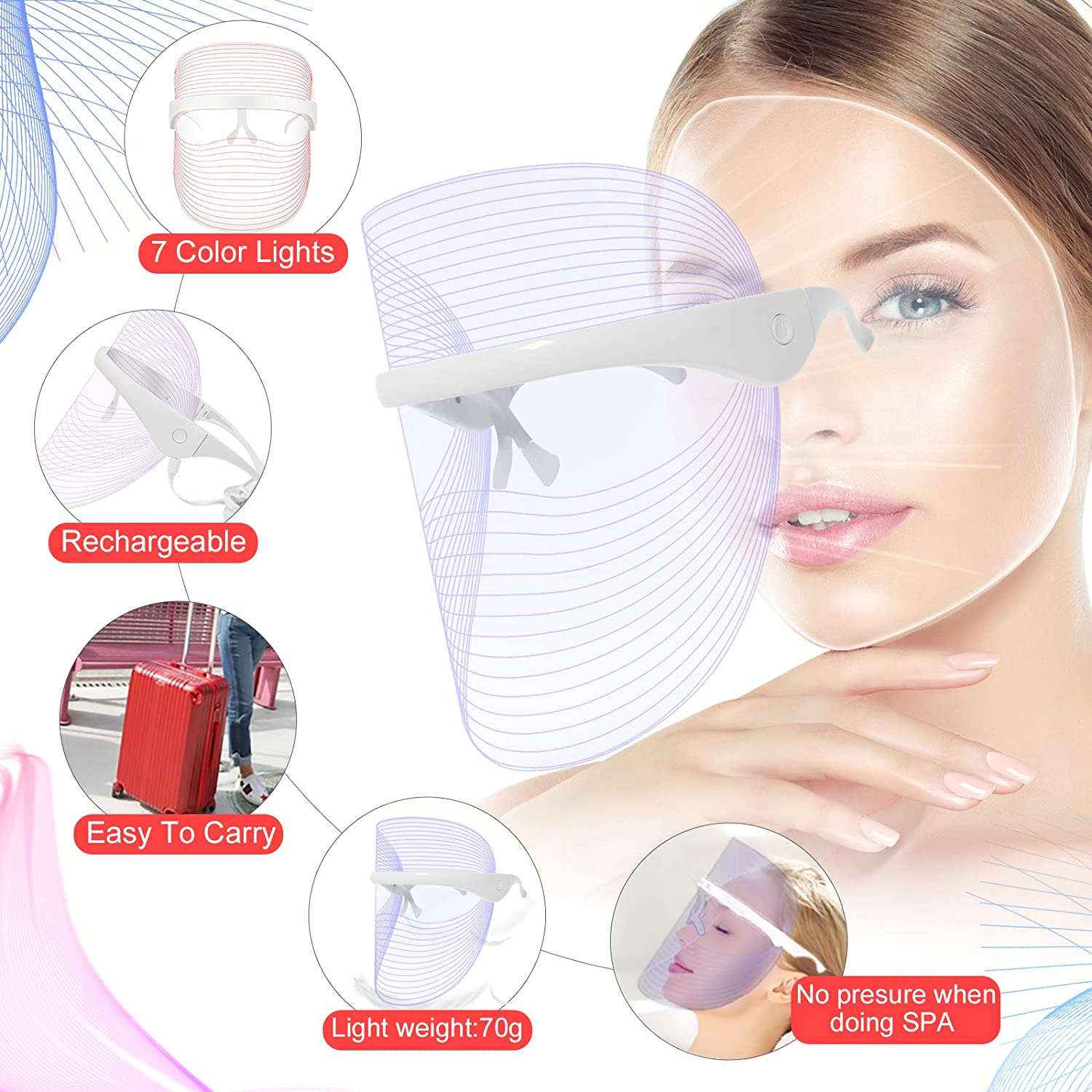 7-Color LED Face Mask, angled product view