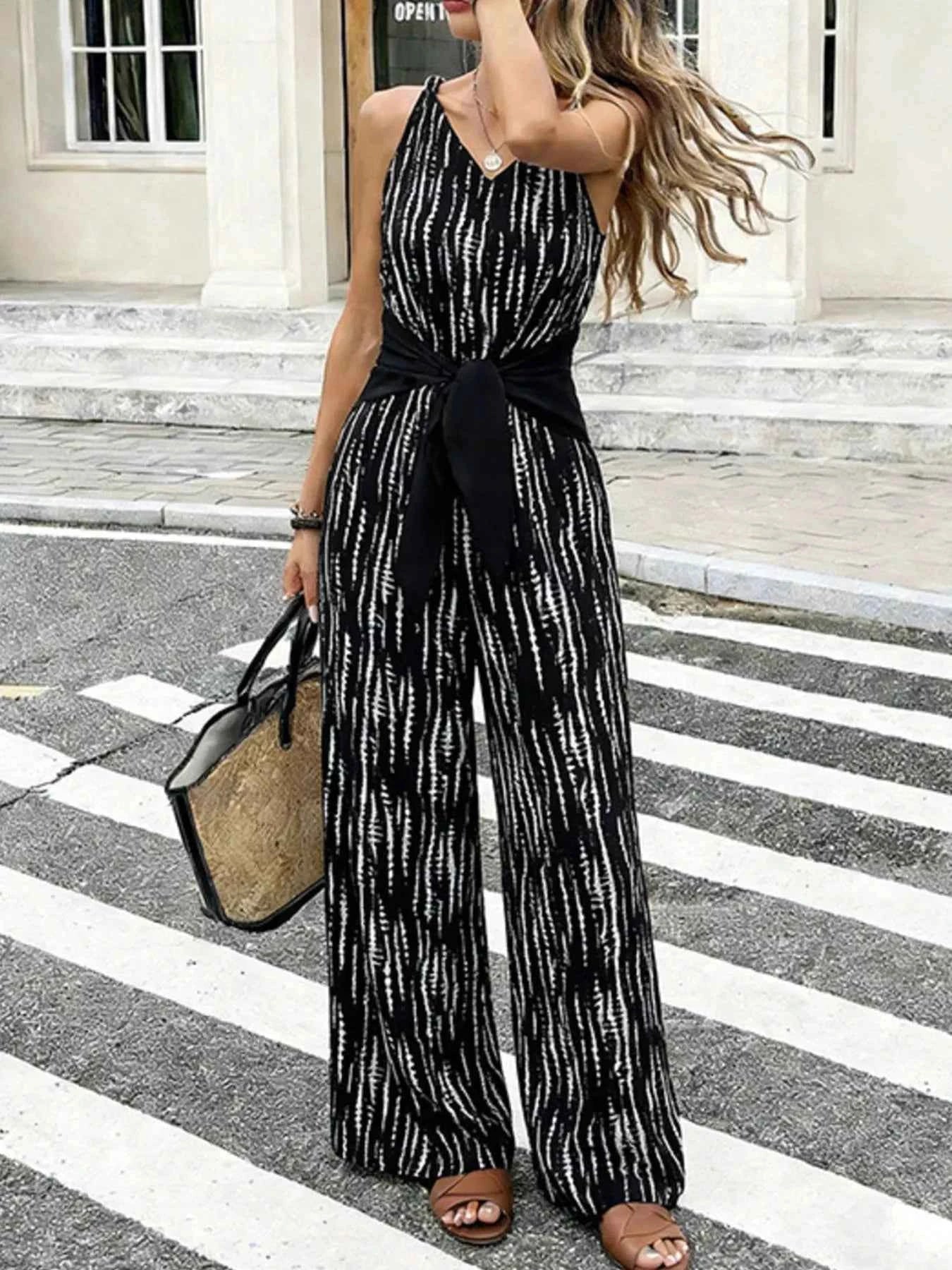 Wide leg tie waist jumpsuit — additional view 8