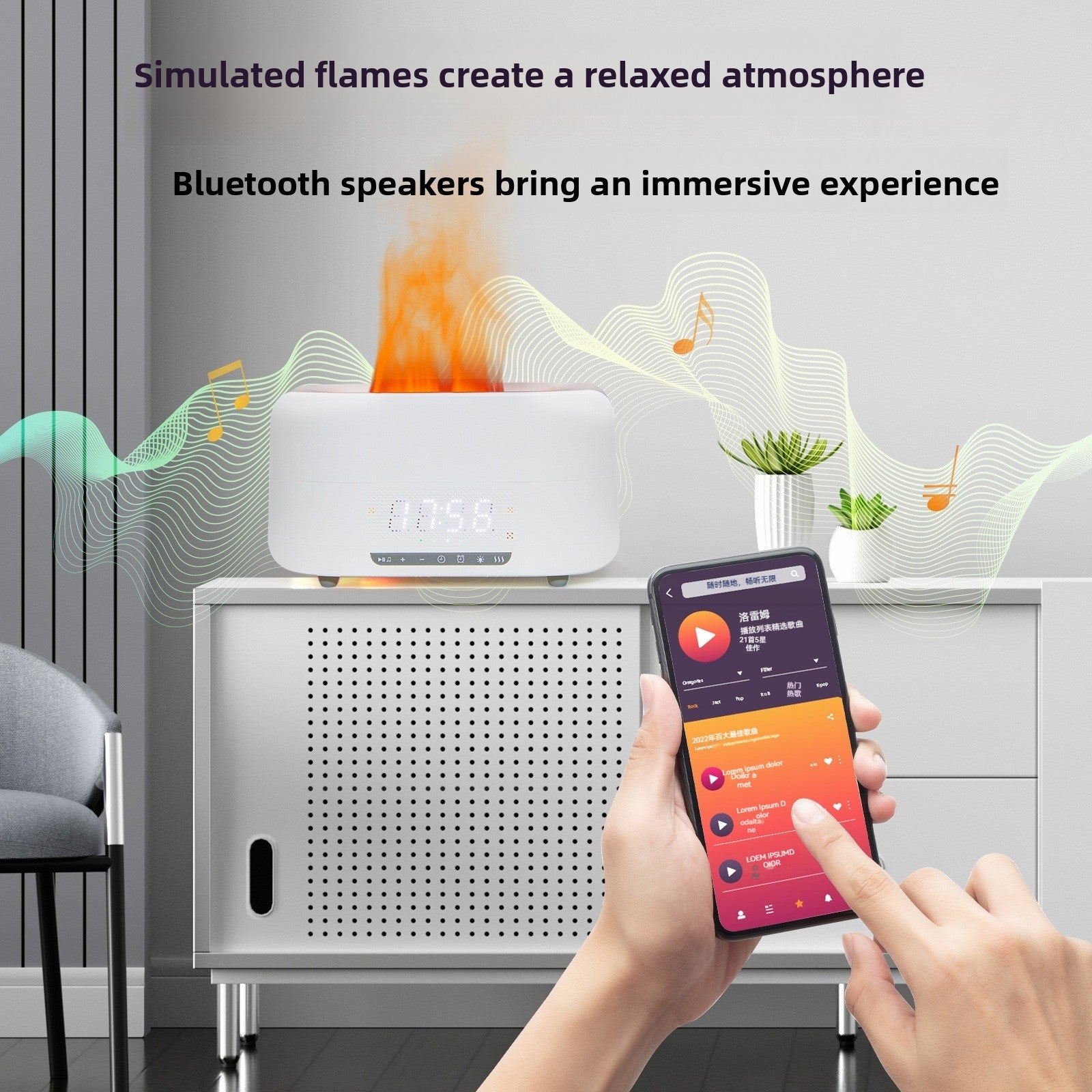 Flame effect aromatherapy machine with humidifier view 2