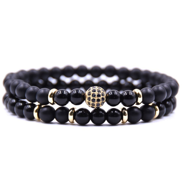Product detail photo of Natural Stone and Zircon Bracelet Set, natural stone and zircon bracelet set