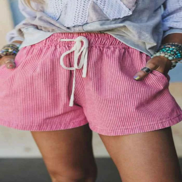 Striped shorts with elastic waist — primary view