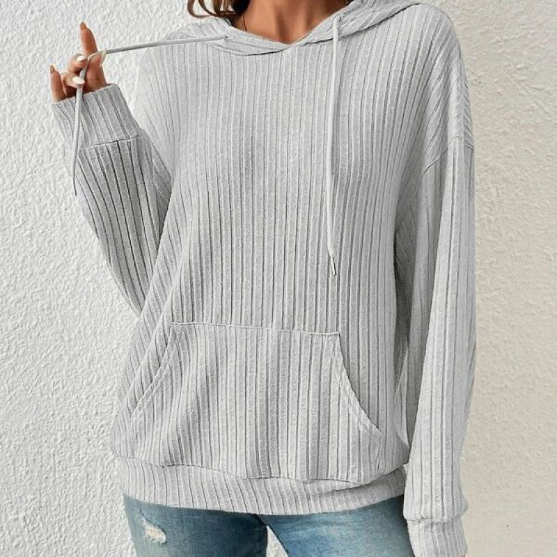 Women's Ribbed Kangaroo Pocket Hoodie-Splashis, alternate view 1