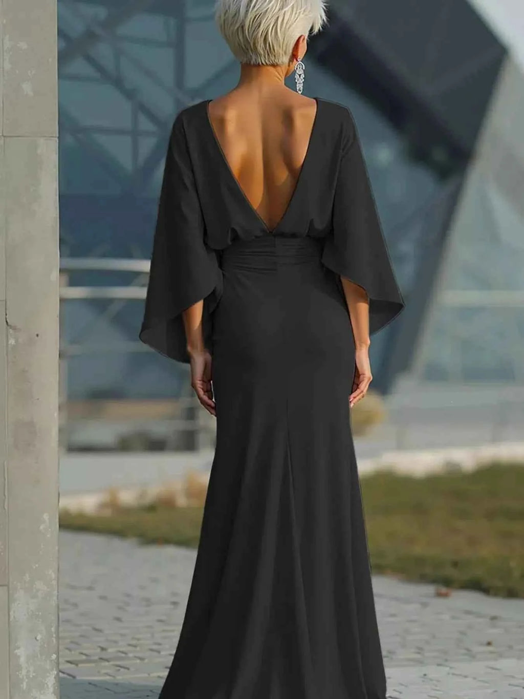 Batwing sleeve ruched maxi dress — additional view 10