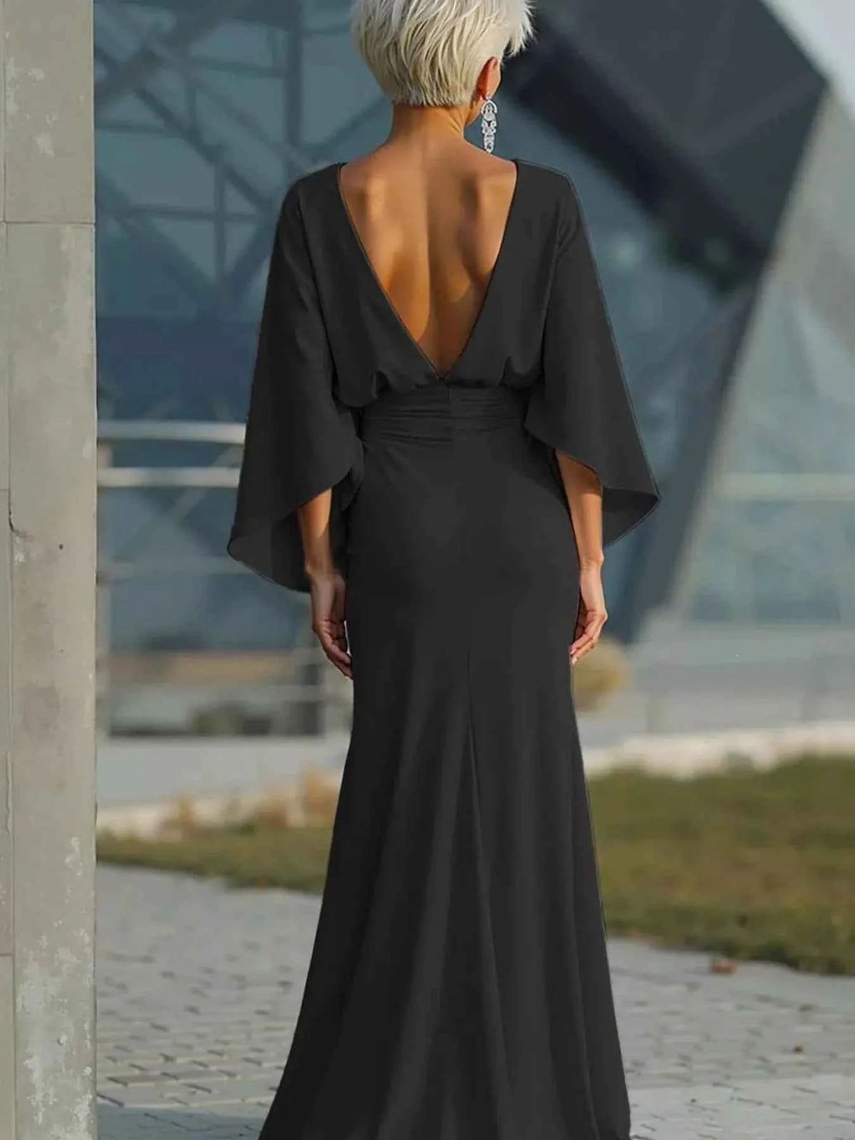 Batwing Sleeve Ruched Maxi Dress, product view 10