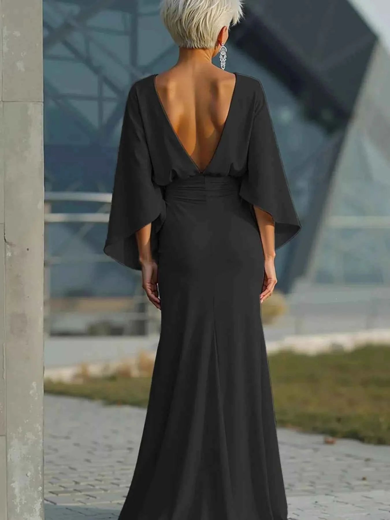 Batwing sleeve ruched maxi dress — additional view 10
