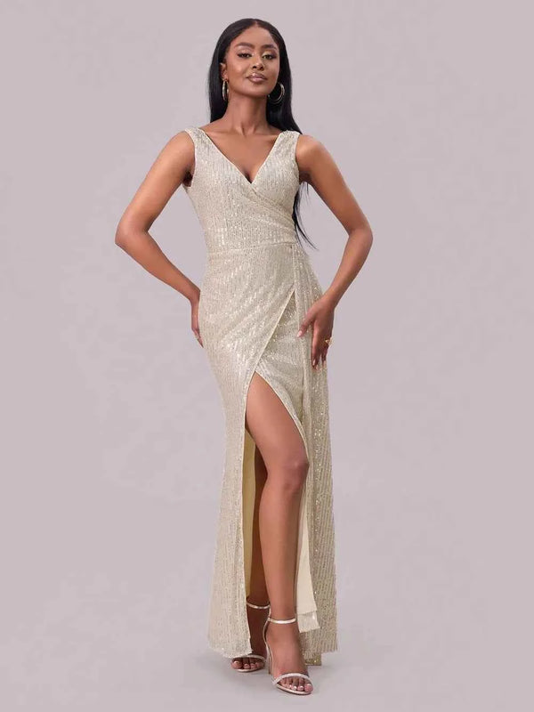 Sequin surplice maxi dress — additional view 3