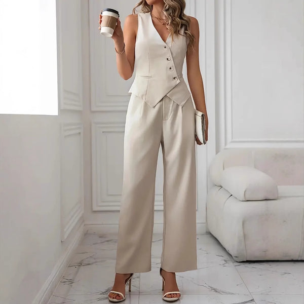 Women's V-neck tank top and trousers suit set product photo
