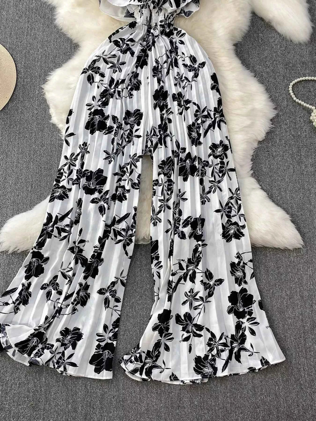 Cotton Spandex Floral Print Jumpsuit-Jumpsuit-Splashis-Splashis