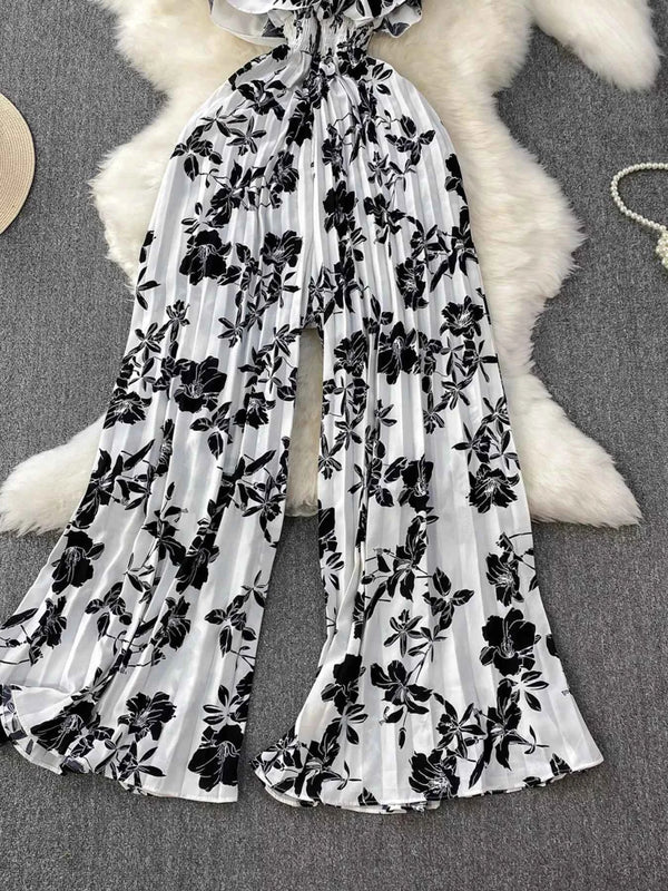 Cotton Spandex Floral Print Jumpsuit-Jumpsuit-Splashis-Splashis