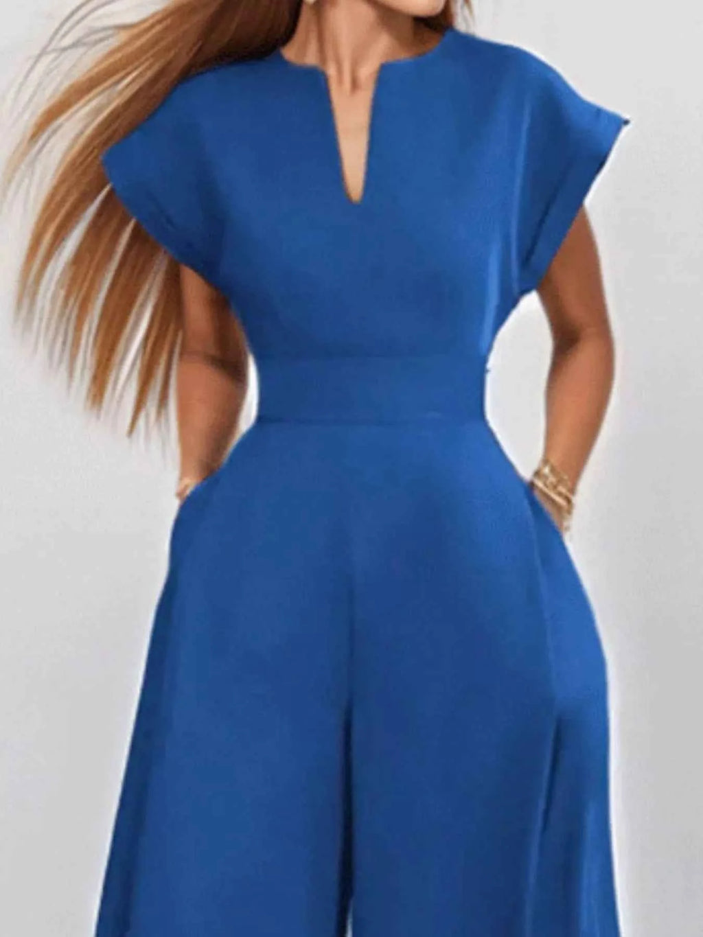 Plus size notched neck jumpsuit — additional view 3