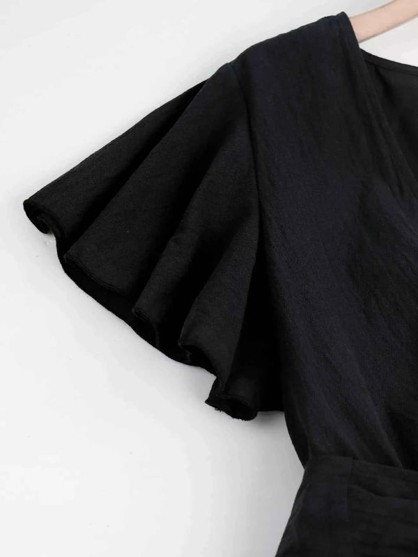 Tie waist flutter sleeve romper — additional view 3