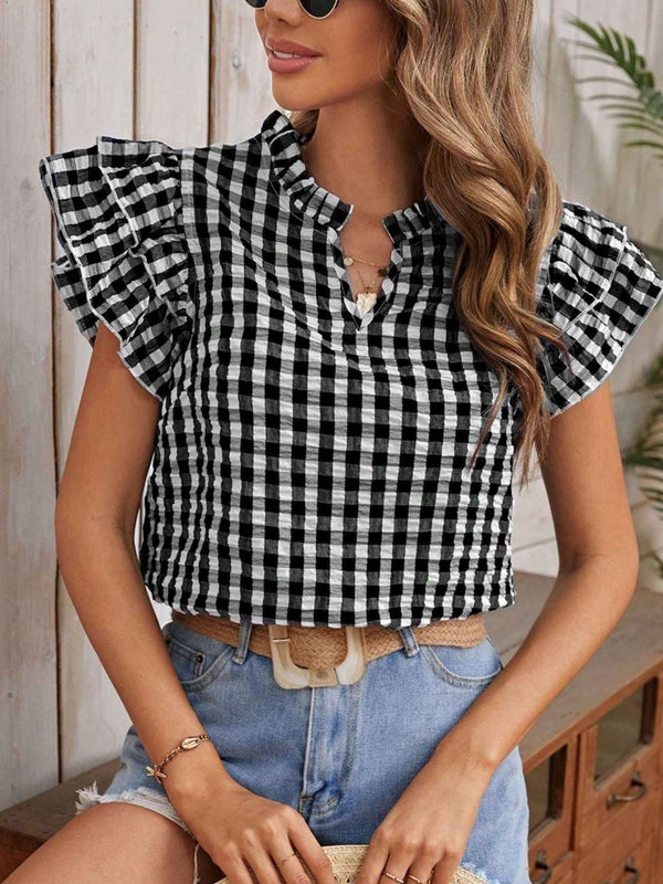Gingham ruffle blouse — additional view 9