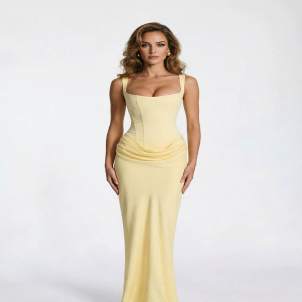 Wrap-style high-waist evening dress — primary view
