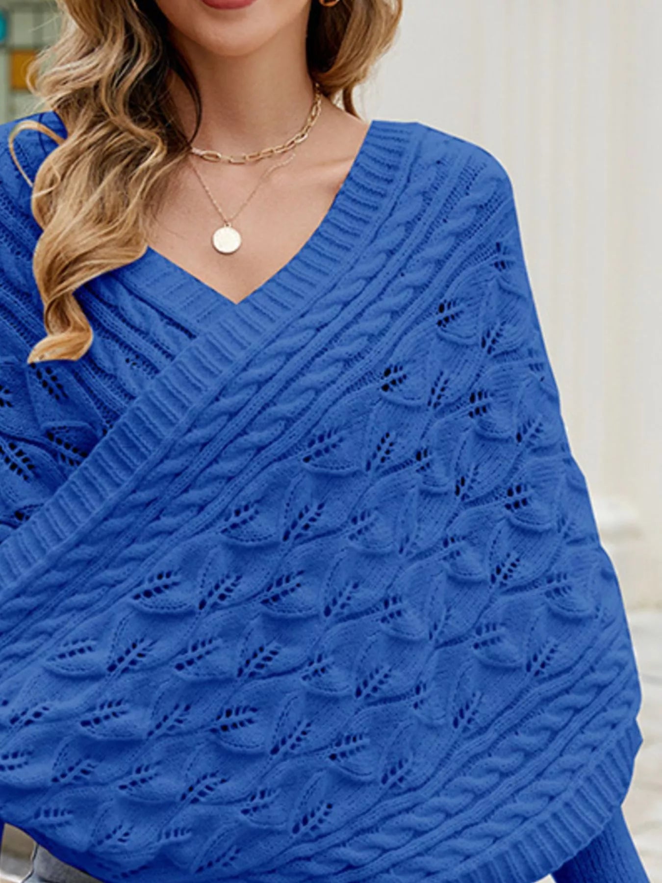 Cable Knit Batwing Sleeve Sweater view 14