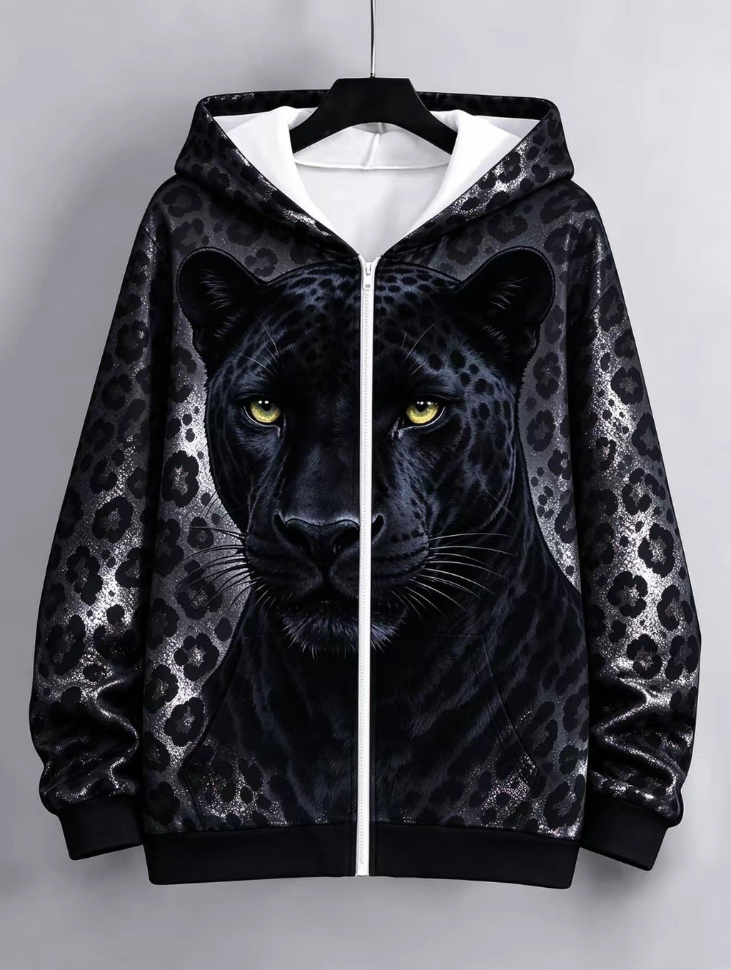 Women's Animal Print Zip Up Hoodie-Splashis, alternate view 5
