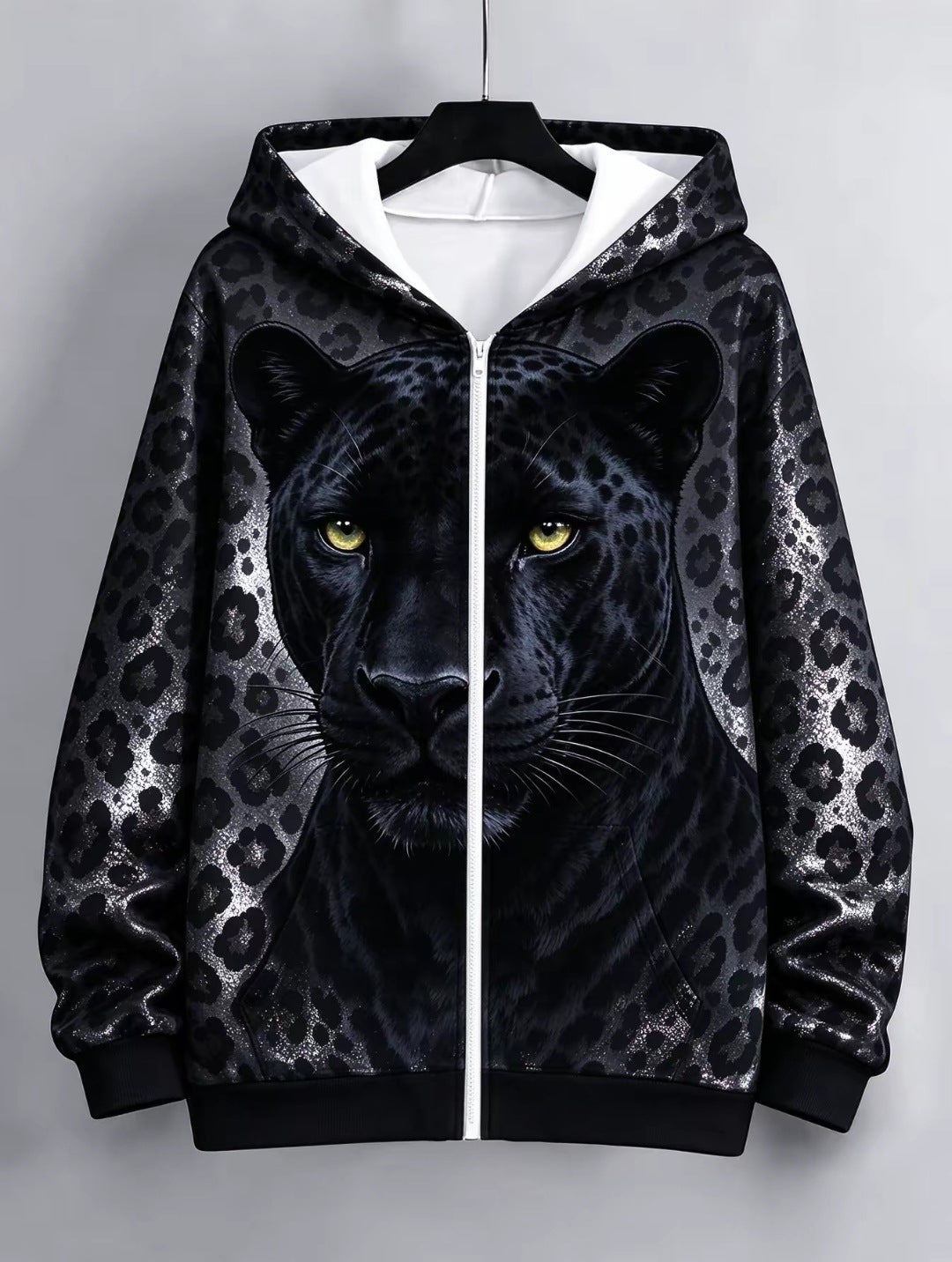 Women's Animal Print Zip Up Hoodie-Splashis, alternate view 5