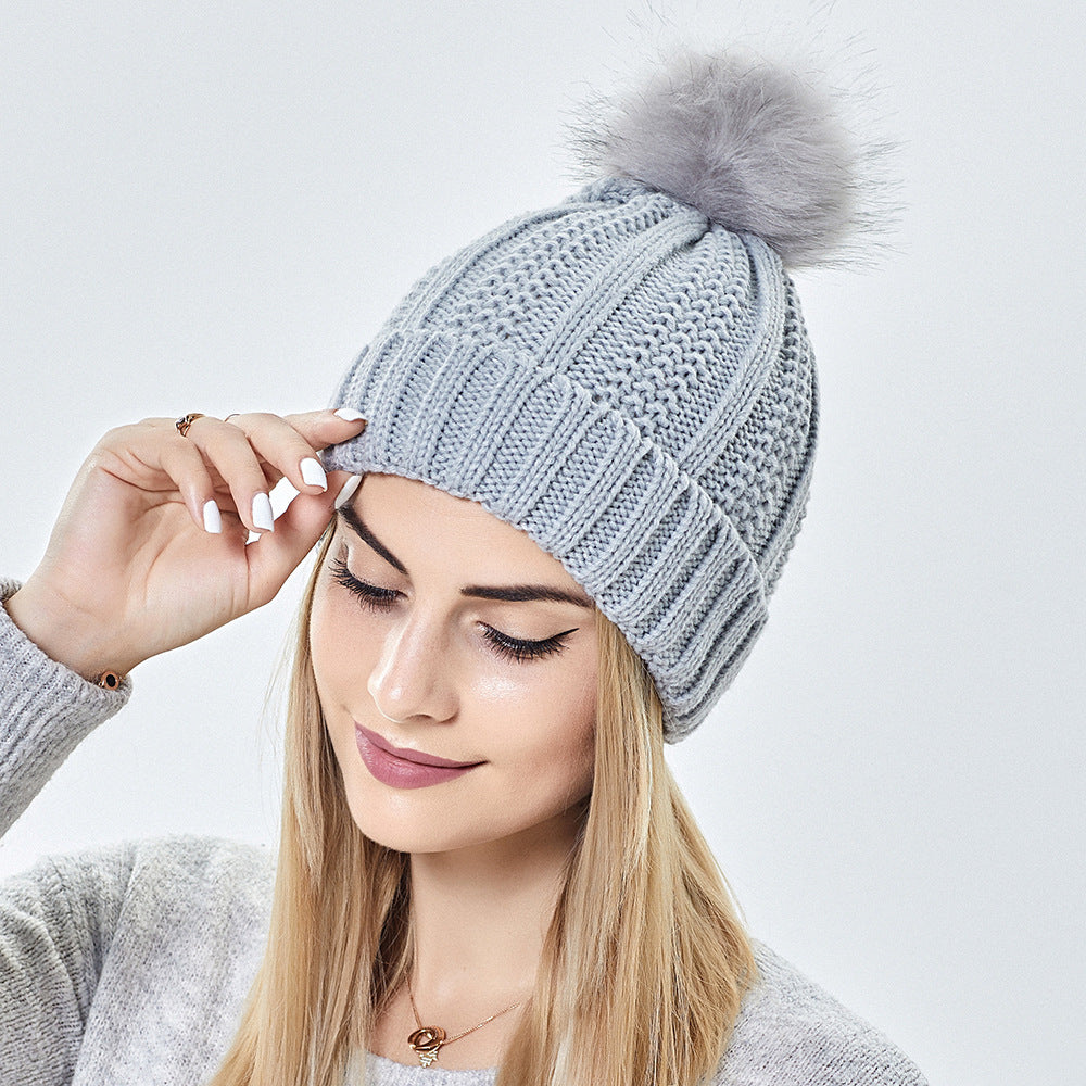 Women's Satin Lined Pom Pom Beanie Hat-Splashis