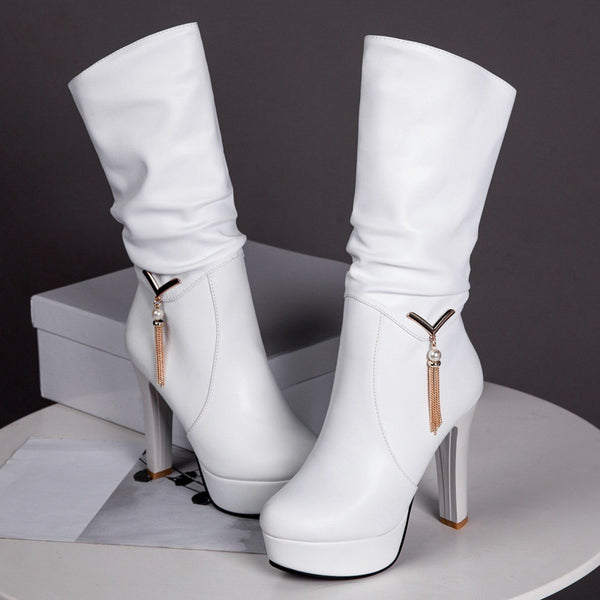 Mid-calf platform heel boot product image