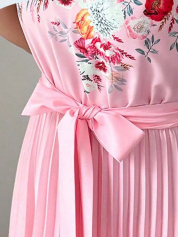 Halter Neck Floral Print Pleated Maxi Dress — additional view 3