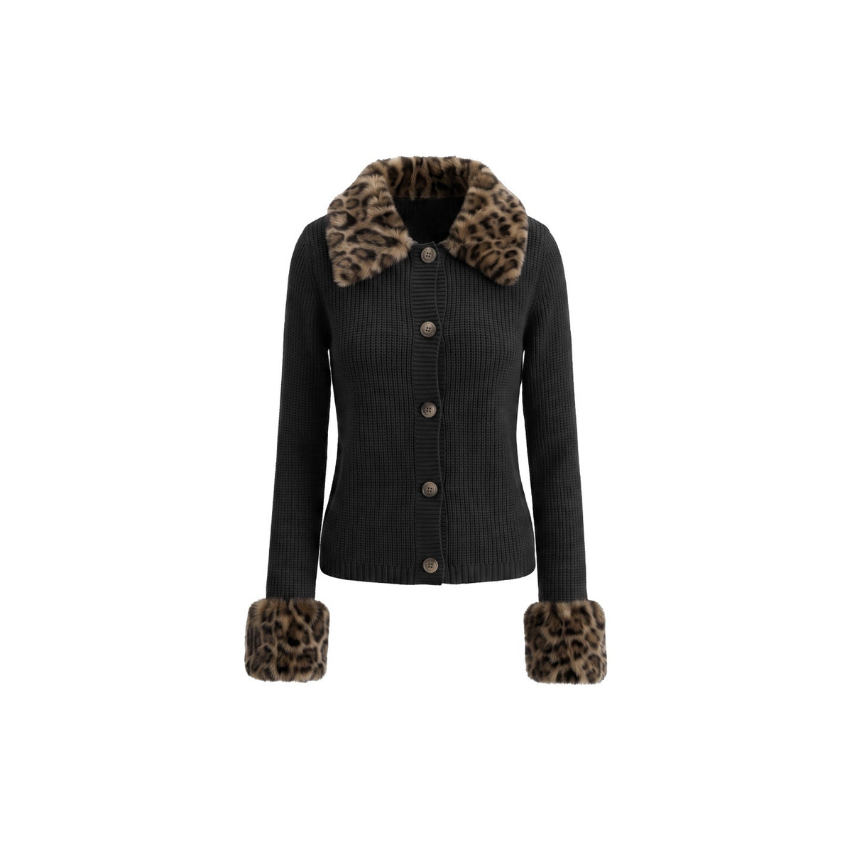 Women's Leopard Print Knit Cardigan-Splashis, alternate view 3