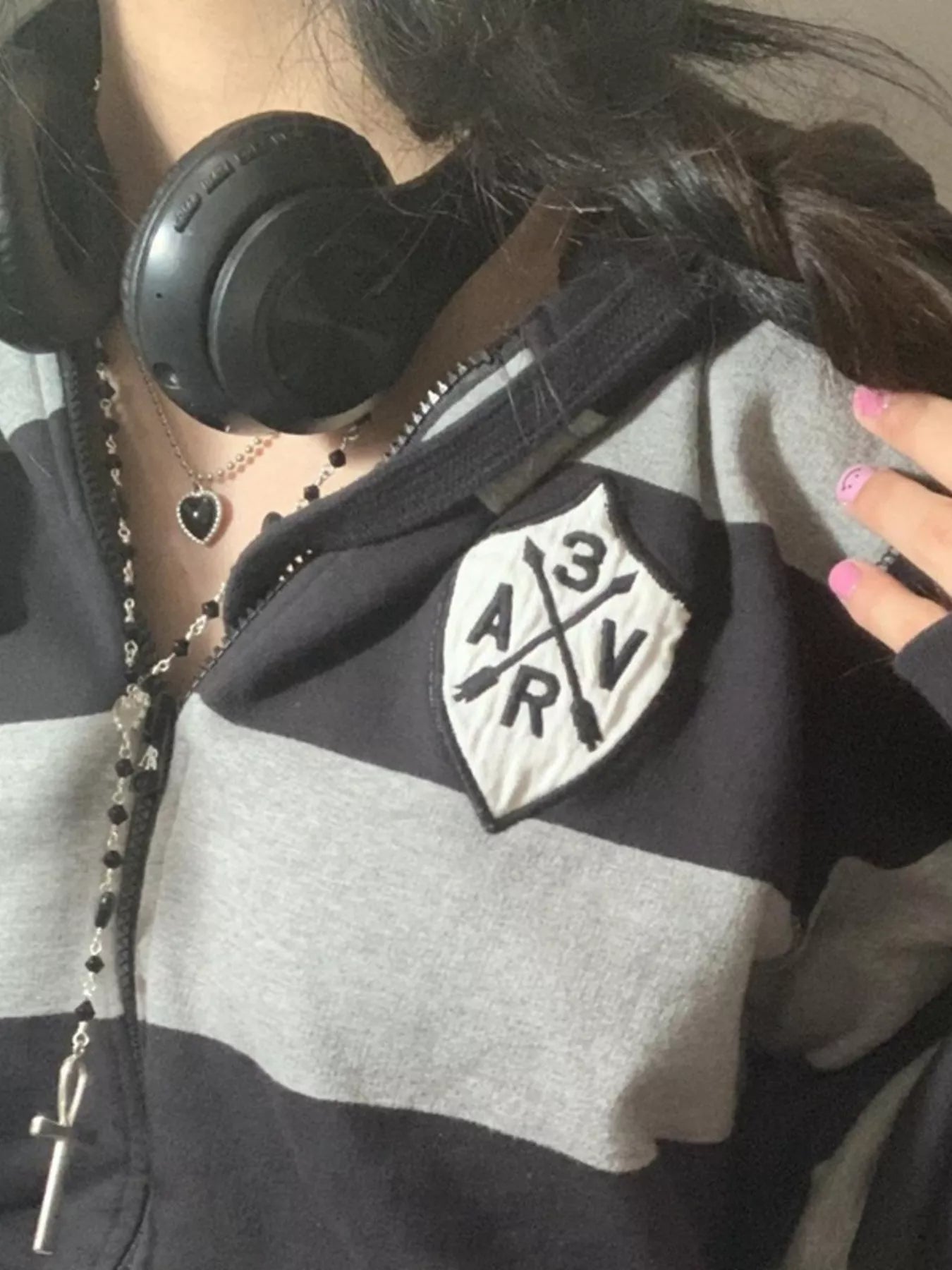 Striped Zip-Up Hoodie view 3