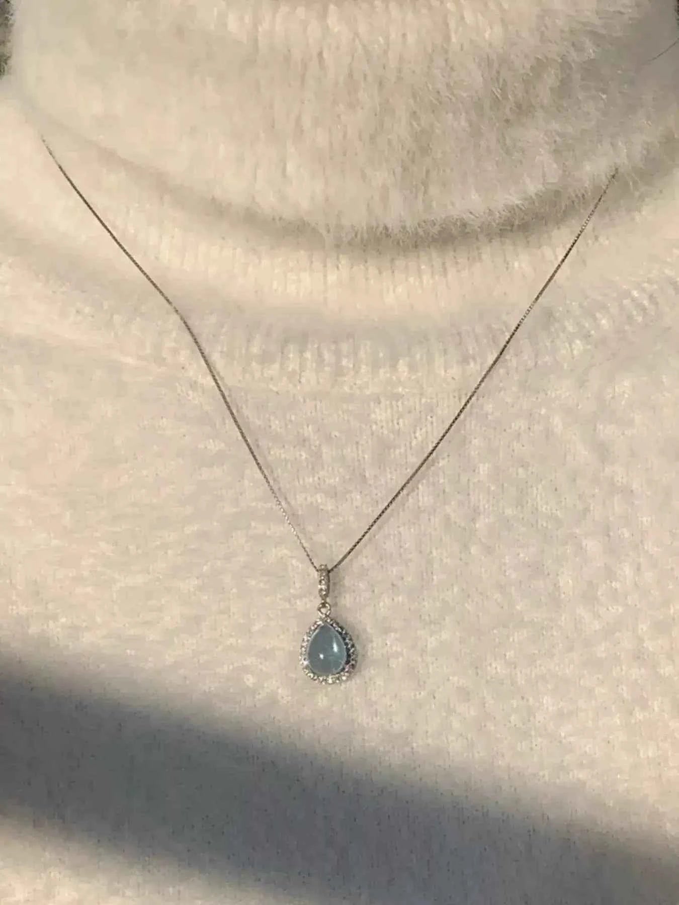 Crystal Teardrop Necklace (Silver-Plated), front product view