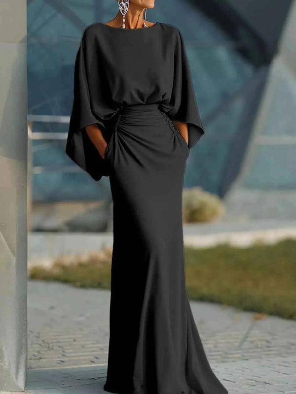 Batwing sleeve ruched maxi dress — additional view 9
