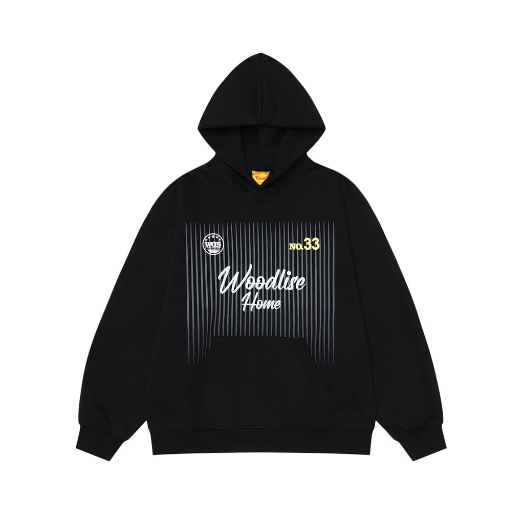 Black letter print pullover hoodie for women
