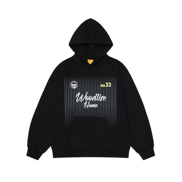 Black letter print pullover hoodie for women