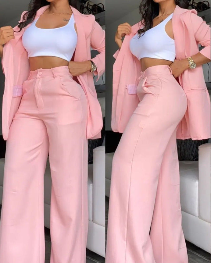 Split-sleeve lapel blazer and trouser suit set — additional view 9