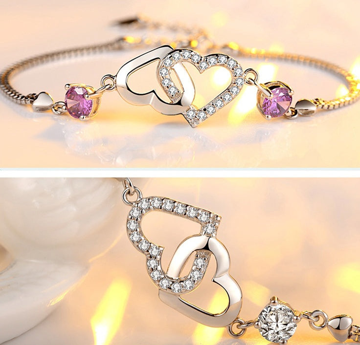 Product detail photo of Heart shaped amethyst bracelet, Bracelets
