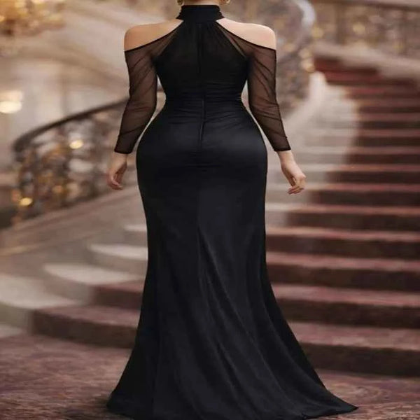 Cold shoulder mesh sleeve maxi dress — additional view 2