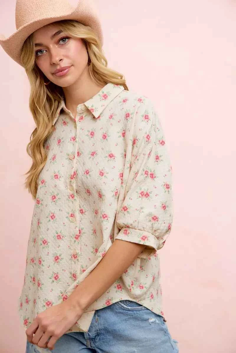 Flower print dolman blouse — additional view 5