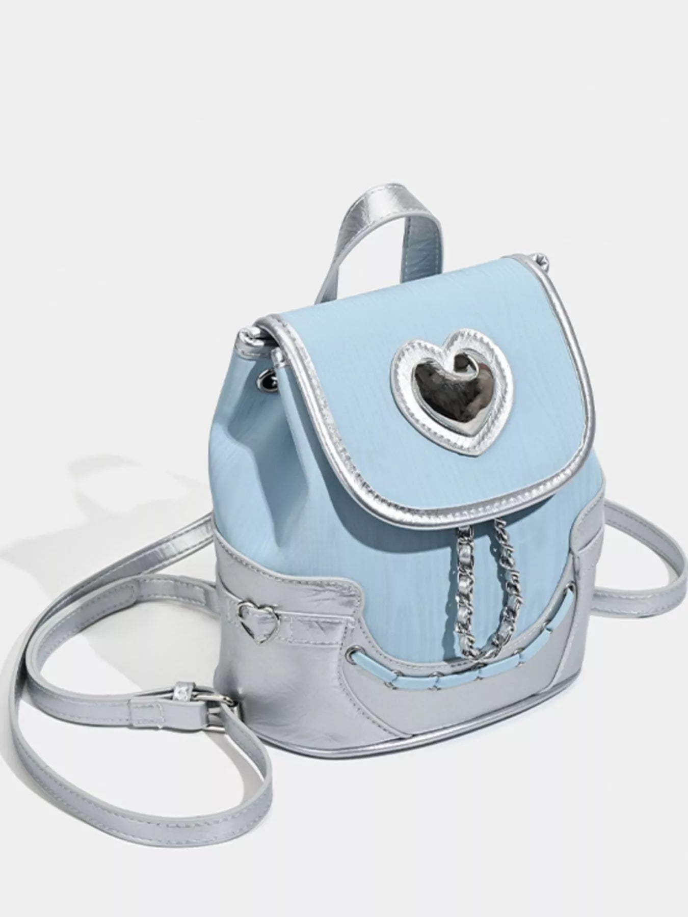 Mini Heart Flap PU Leather Backpack — product image 2